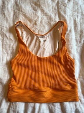 Year of Ours Orange Ribbed Sports Bra